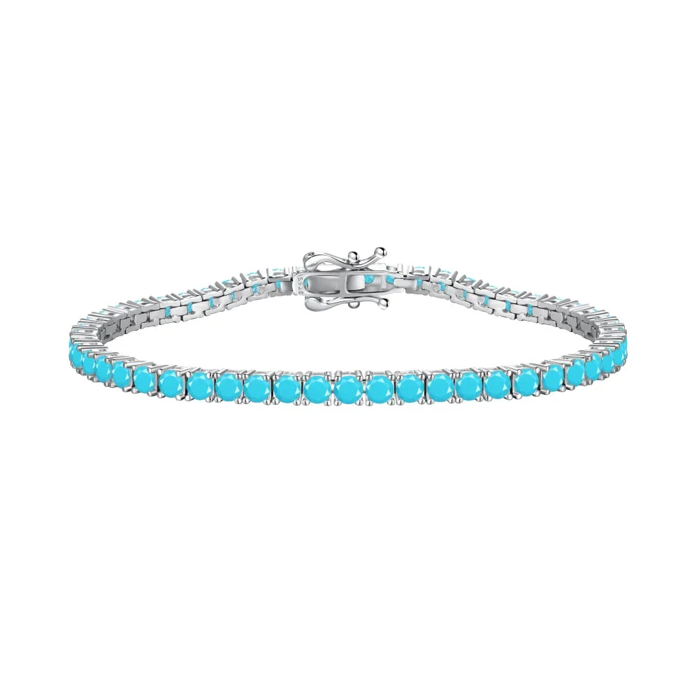 ANYCO Bracelet 2mm Blue Sapphire Bracelets Bulk Cz Cubic Zirconia Tennis Bracelets Women Chains S925 Silver Bracelet
