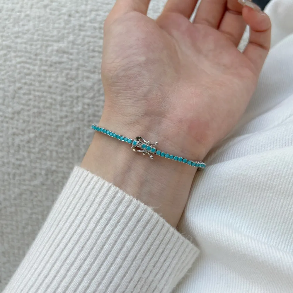 ANYCO Bracelet 2mm Blue Sapphire Bracelets Bulk Cz Cubic Zirconia Tennis Bracelets Women Chains S925 Silver Bracelet