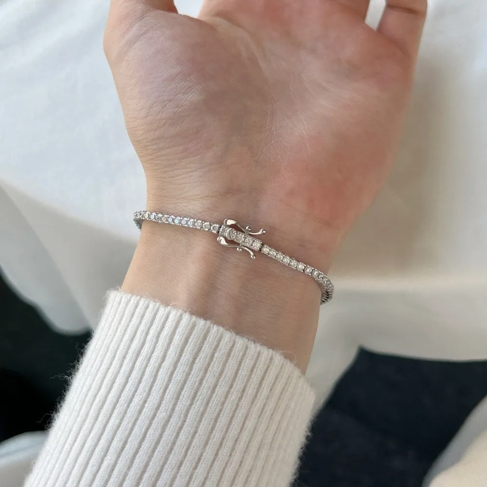 ANYCO Bracelet 2mm Blue Sapphire Bracelets Bulk Cz Cubic Zirconia Tennis Bracelets Women Chains S925 Silver Bracelet