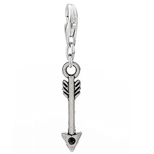 Arrow Clip On For Bracelet Charm Pendant for European Charm Jewelry w/ Lobster Clasp