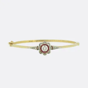 Art Deco Ruby and Diamond Target Bangle