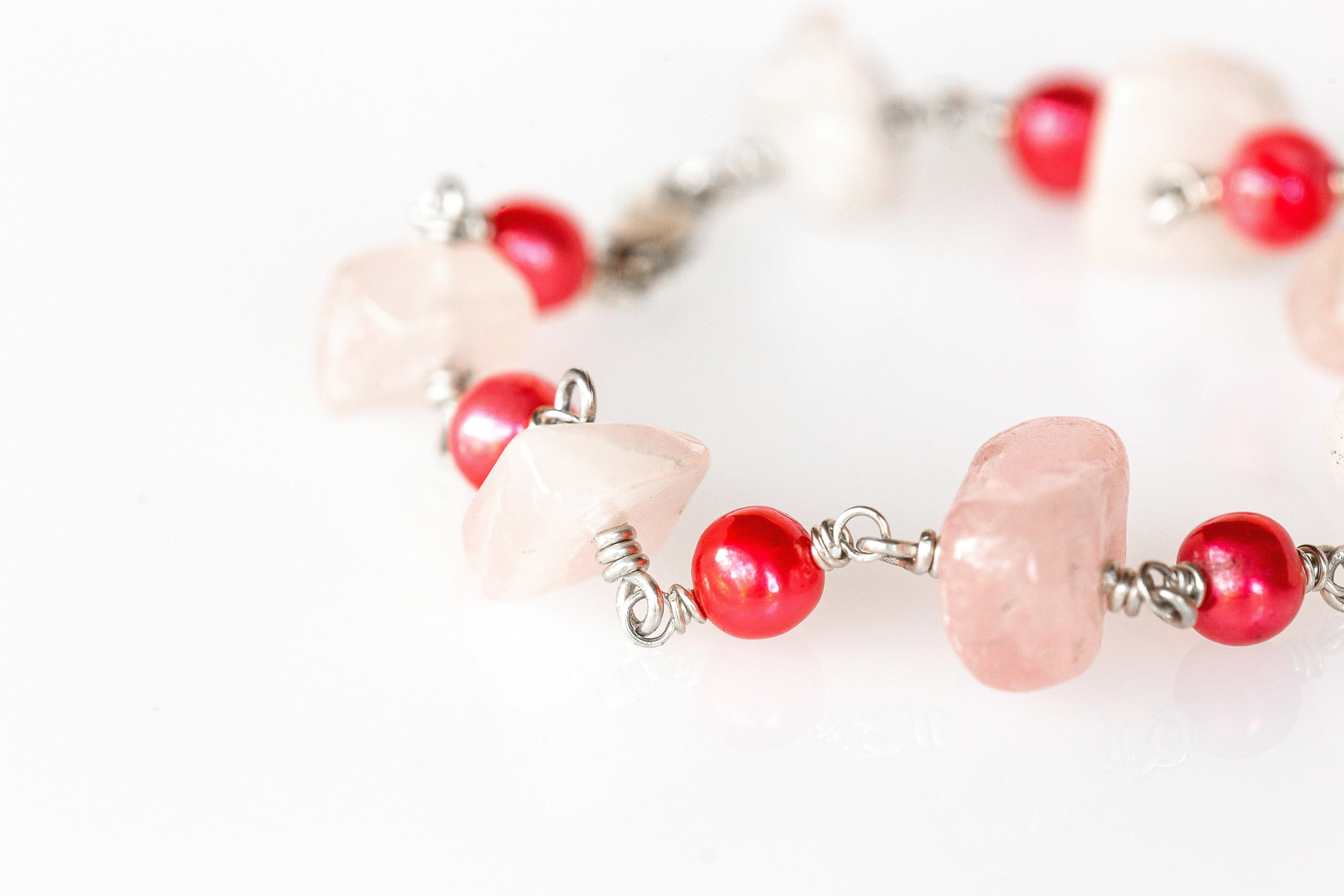 As Seen On Jane the Virgin Rose Quartz Freshwater Pearl Bracelet