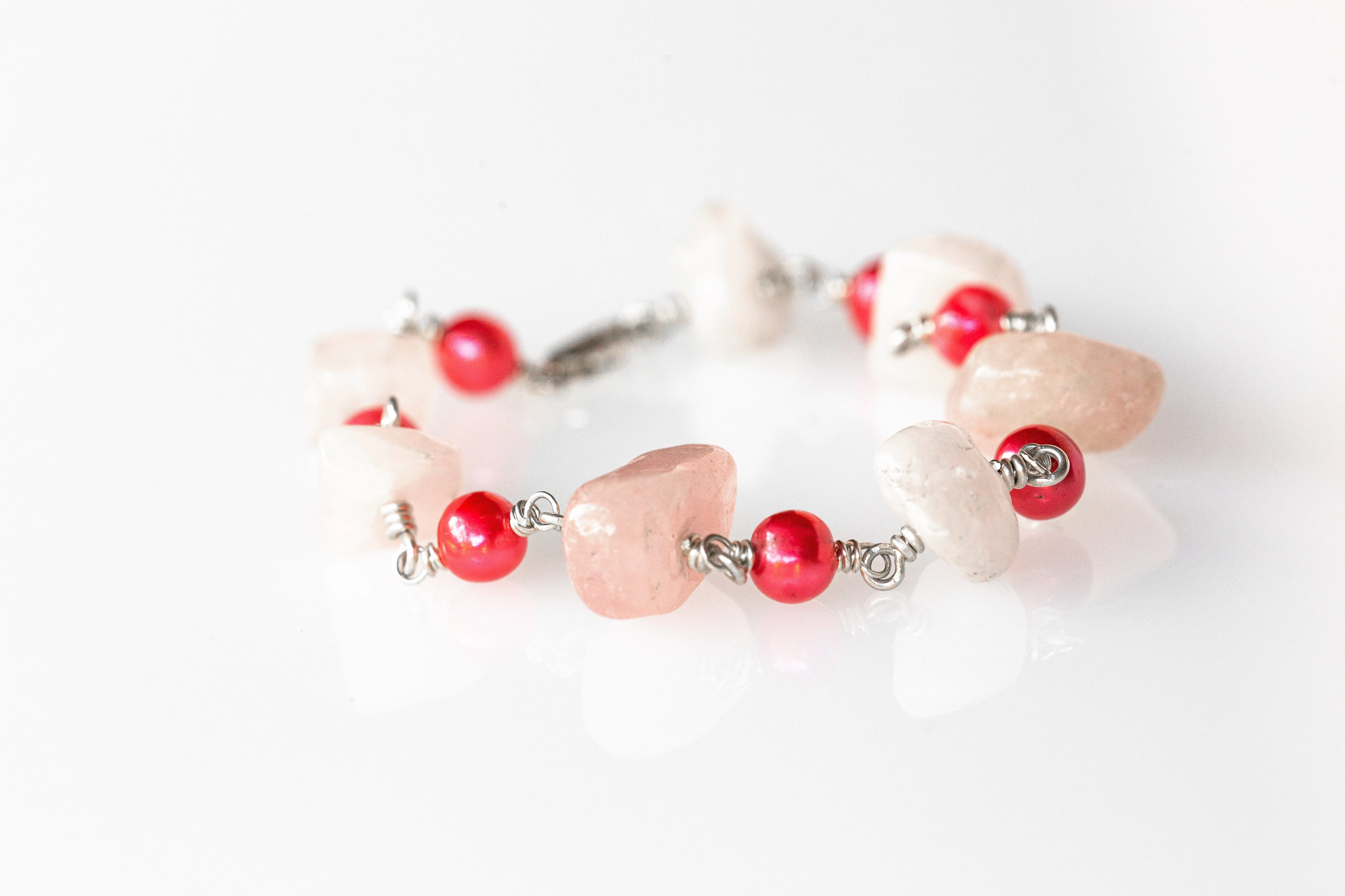 As Seen On Jane the Virgin Rose Quartz Freshwater Pearl Bracelet
