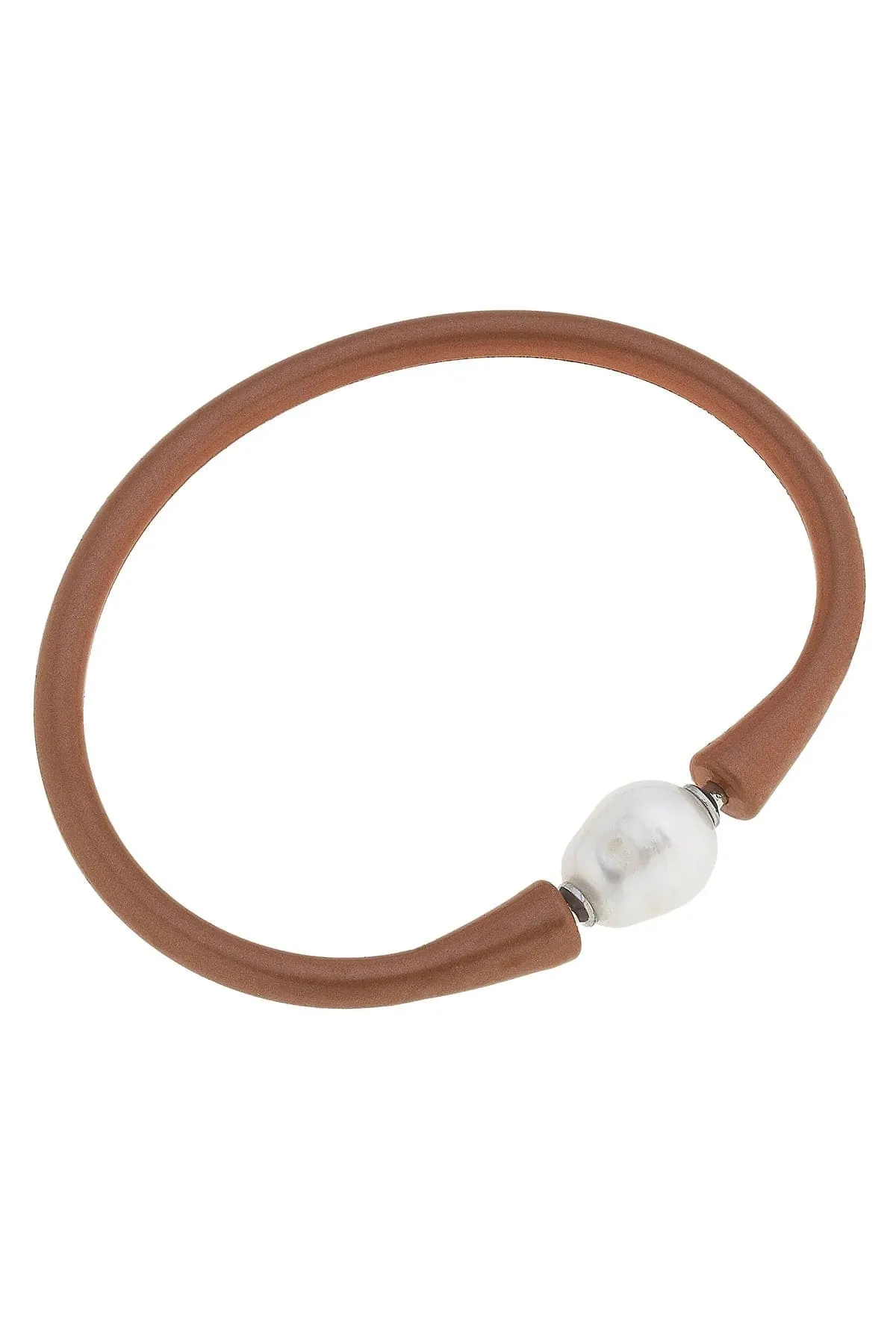 Bali Freshwater Pearl Silicone Bracelet - Bronze