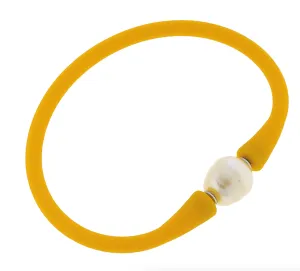 Bali Freshwater Pearl Silicone Bracelet - Canteloupe