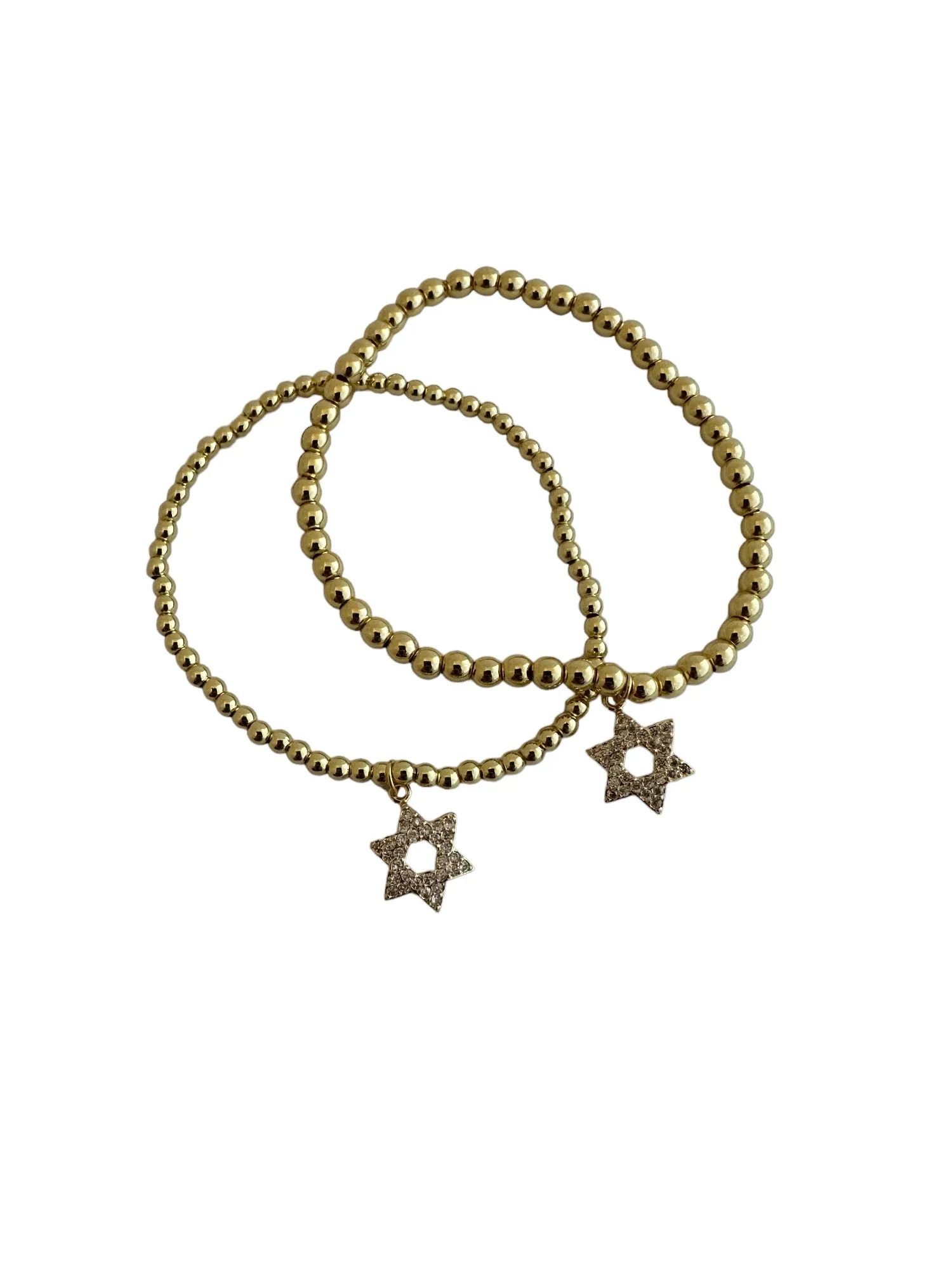 Ball Bracelet with CZ Star of David - Gold or Silver