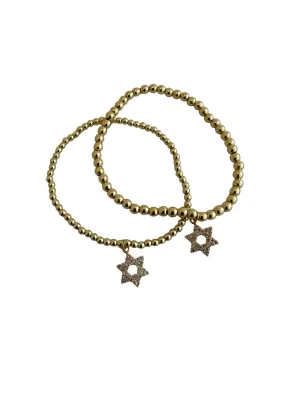 Ball Bracelet with CZ Star of David - Gold or Silver