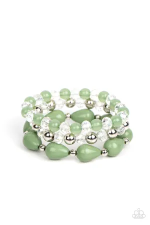 Beachside Brunch - Green - Bead with Crystals Paparazzi Stretchy Bracelet