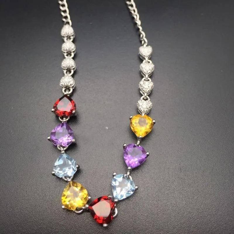 Beautiful and Colorful 925 Gemstones Bracelet