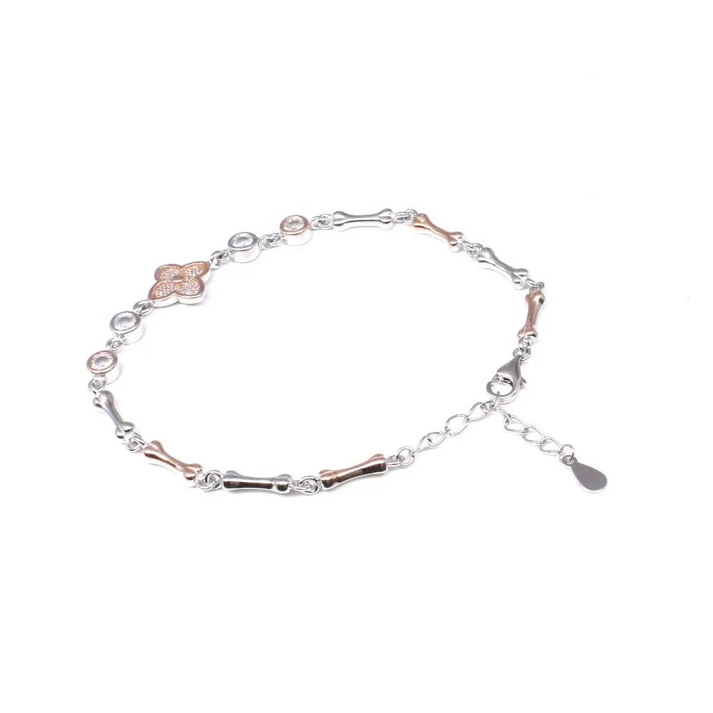 Beautiful CZ 925 Sterling Silver Bracelet for Girls in platinum finish