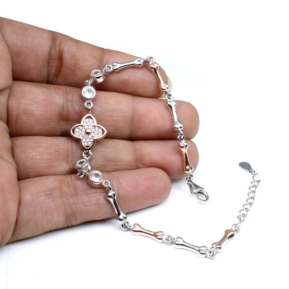 Beautiful CZ 925 Sterling Silver Bracelet for Girls in platinum finish