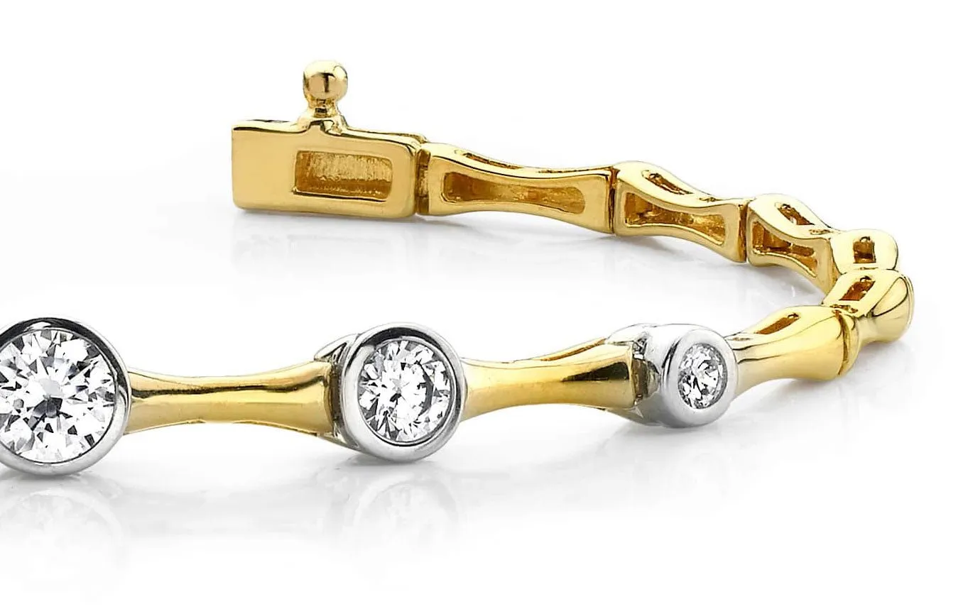Bezel Set Diamond Column Diamond Bracelet with 1.00 ct.(finished) 2.5mm, 3.8mm, 5mm