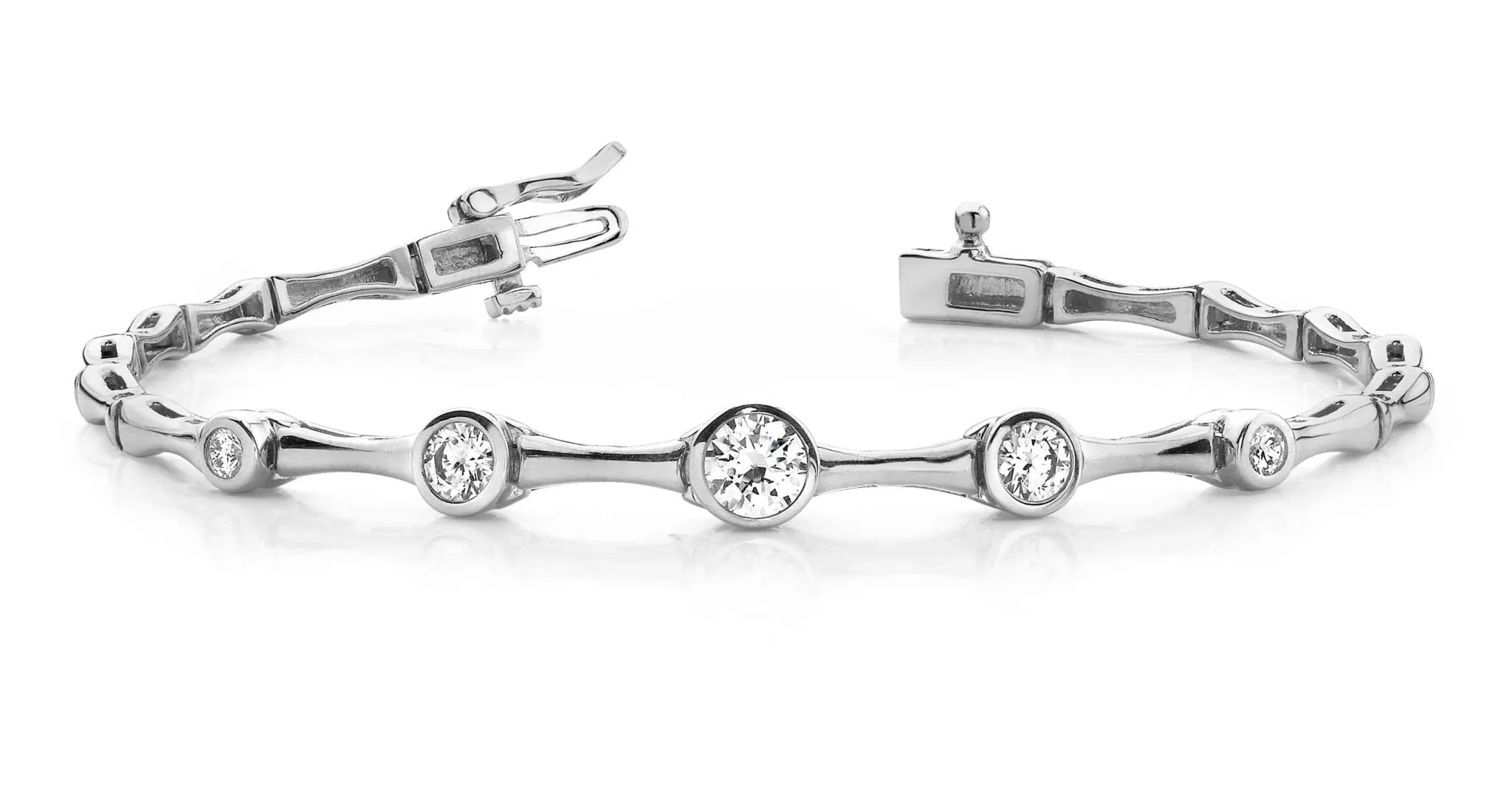 Bezel Set Diamond Column Diamond Bracelet with 1.00 ct.(finished) 2.5mm, 3.8mm, 5mm