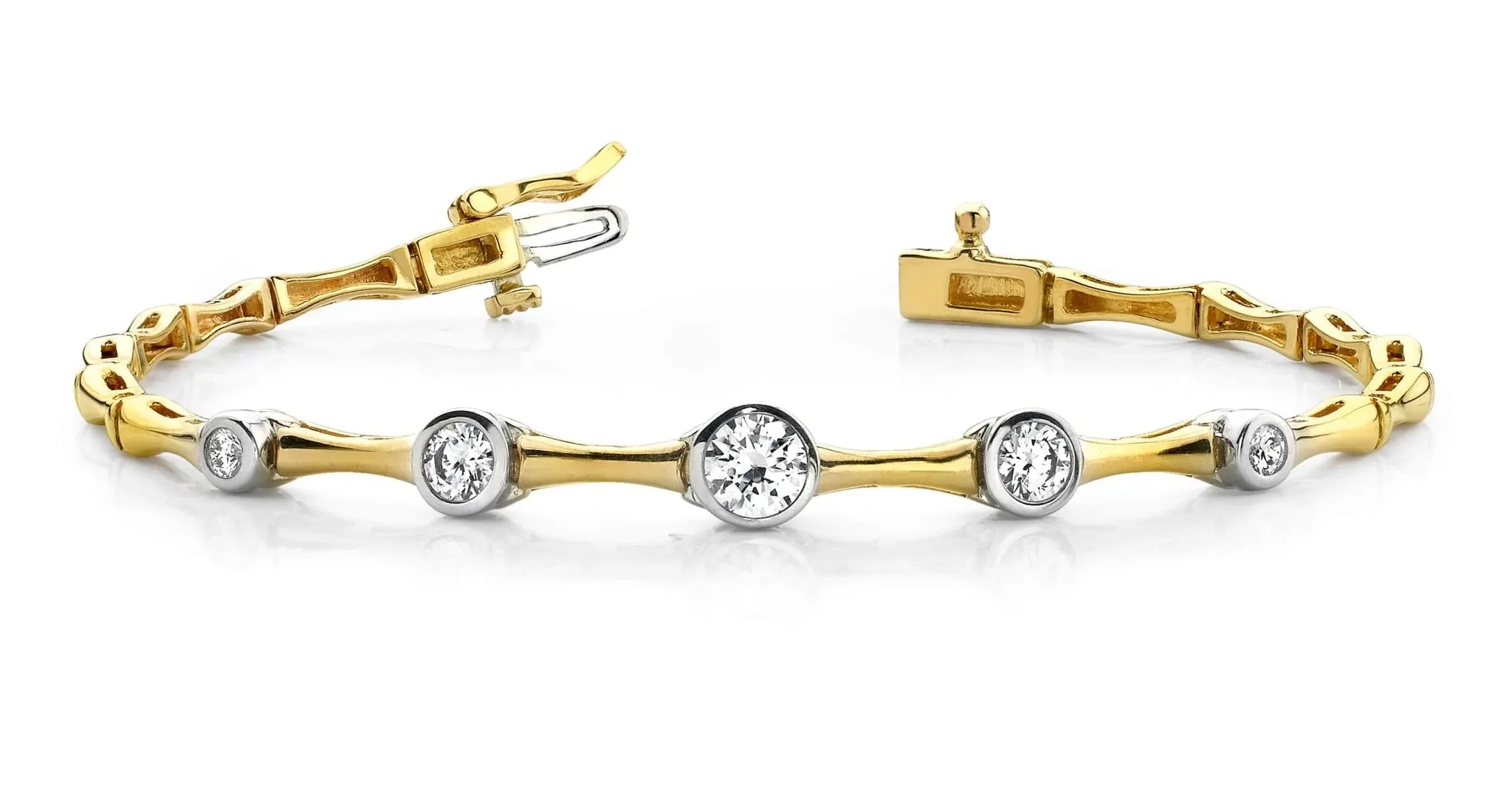 Bezel Set Diamond Column Diamond Bracelet with 1.00 ct.(finished) 2.5mm, 3.8mm, 5mm