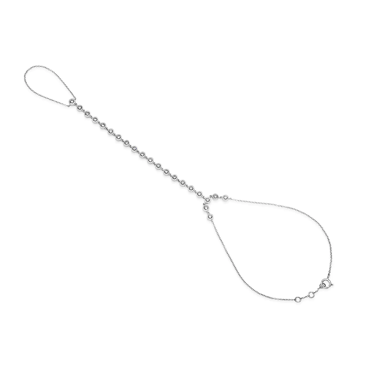 Bezel Set Diamond Rounds Bringlet Hand Chain Bracelet