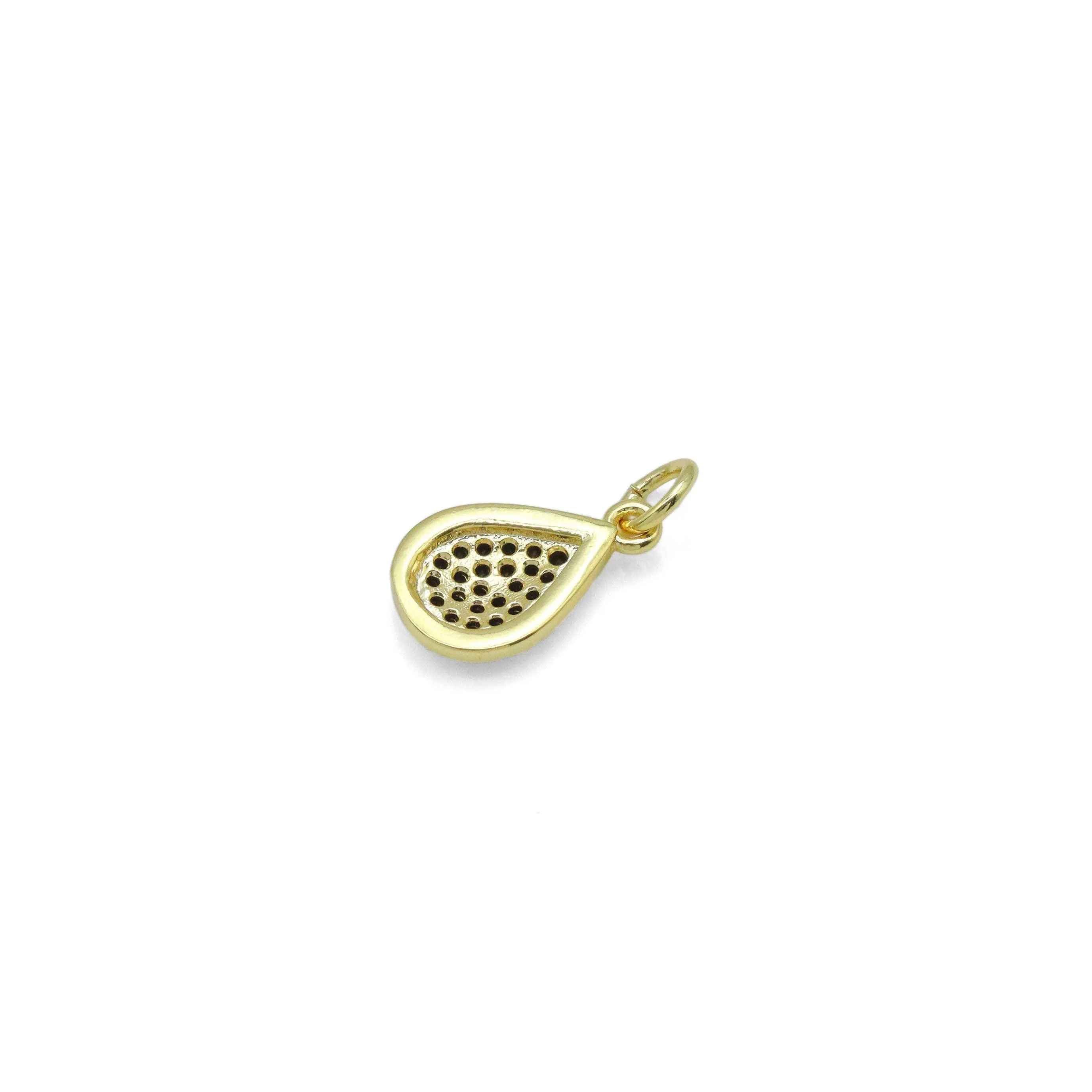 Black CZ Gold Teardrop Shape Charm Pendant, Sku#Y1029