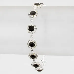 Black Round Crystal Rhinestone Rosette Evening Bracelet | 204770
