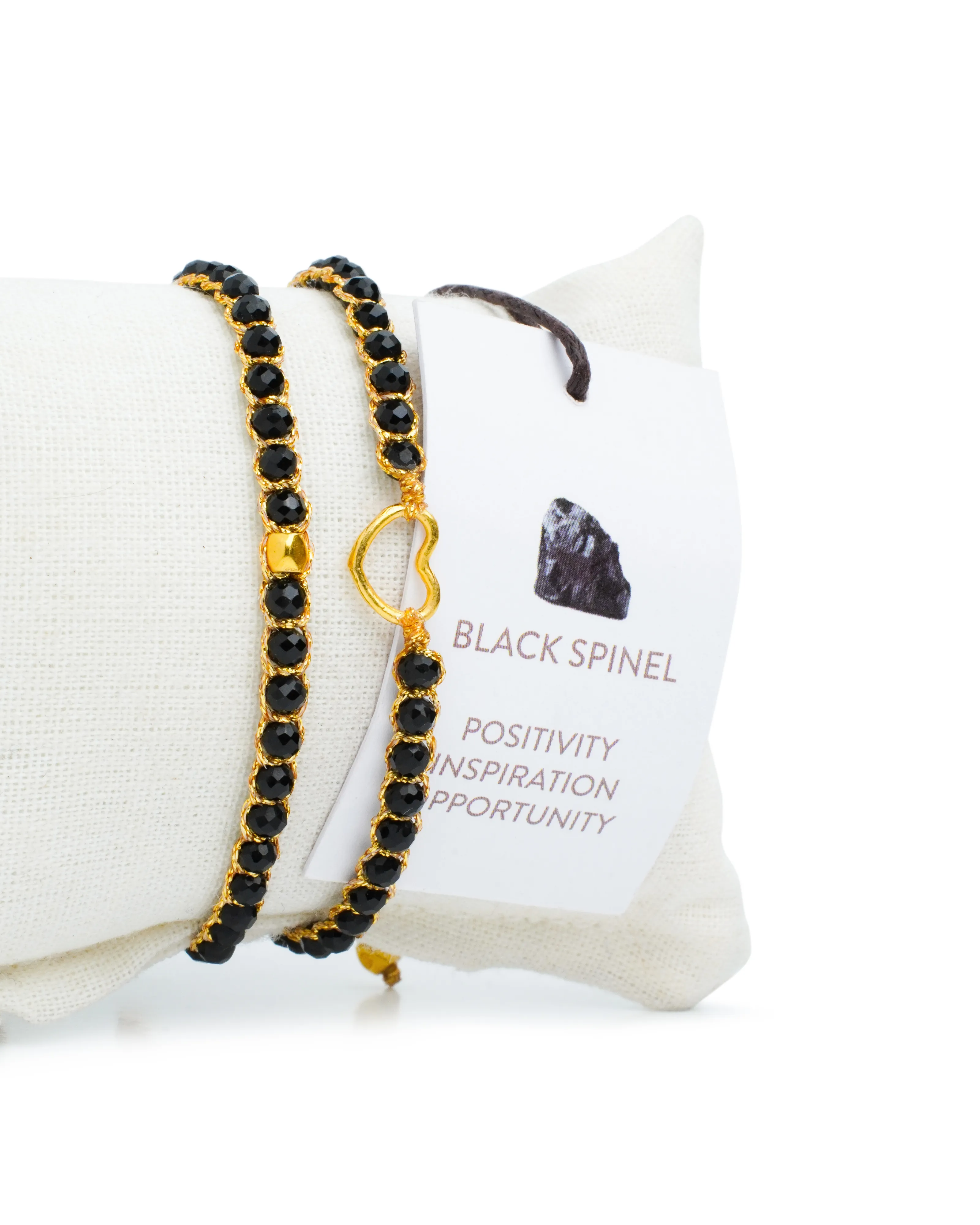 Black Spinel Nugget Kids Bracelet | Gold