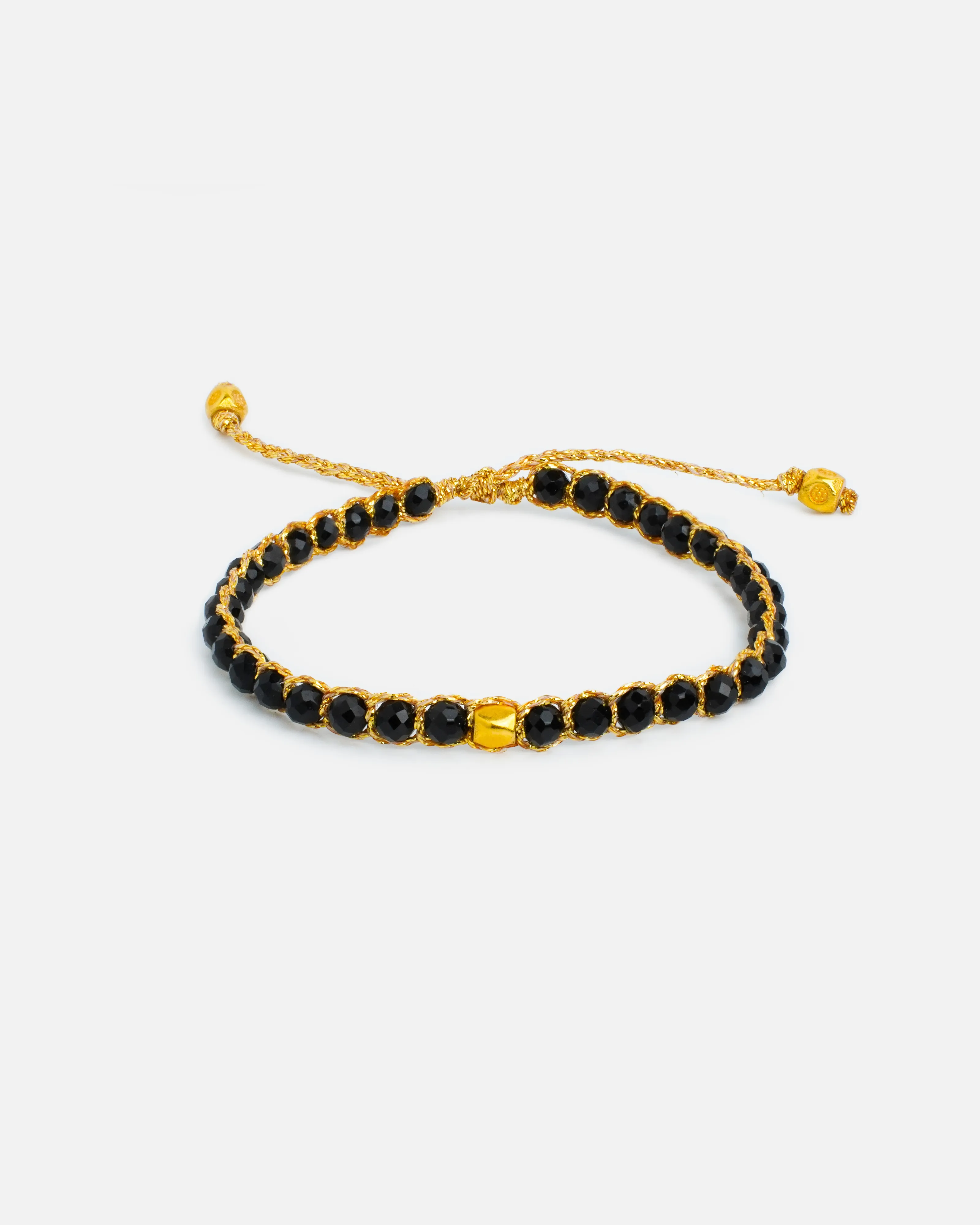 Black Spinel Nugget Kids Bracelet | Gold