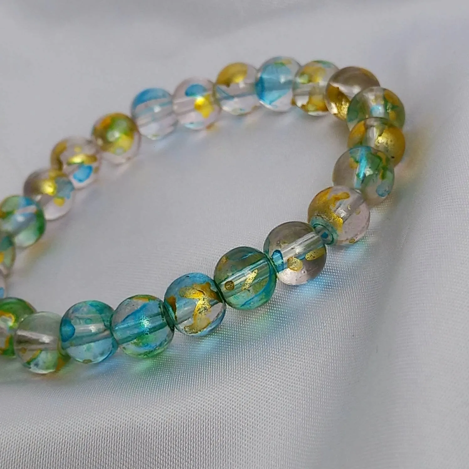 Blue & Gold Bead Bracelets - Bead Jewellery In The UK,Bead Bracelets In The UK,Blue Bracelet,Gold Bracelet,Gold Beaded Bracelets In The UK