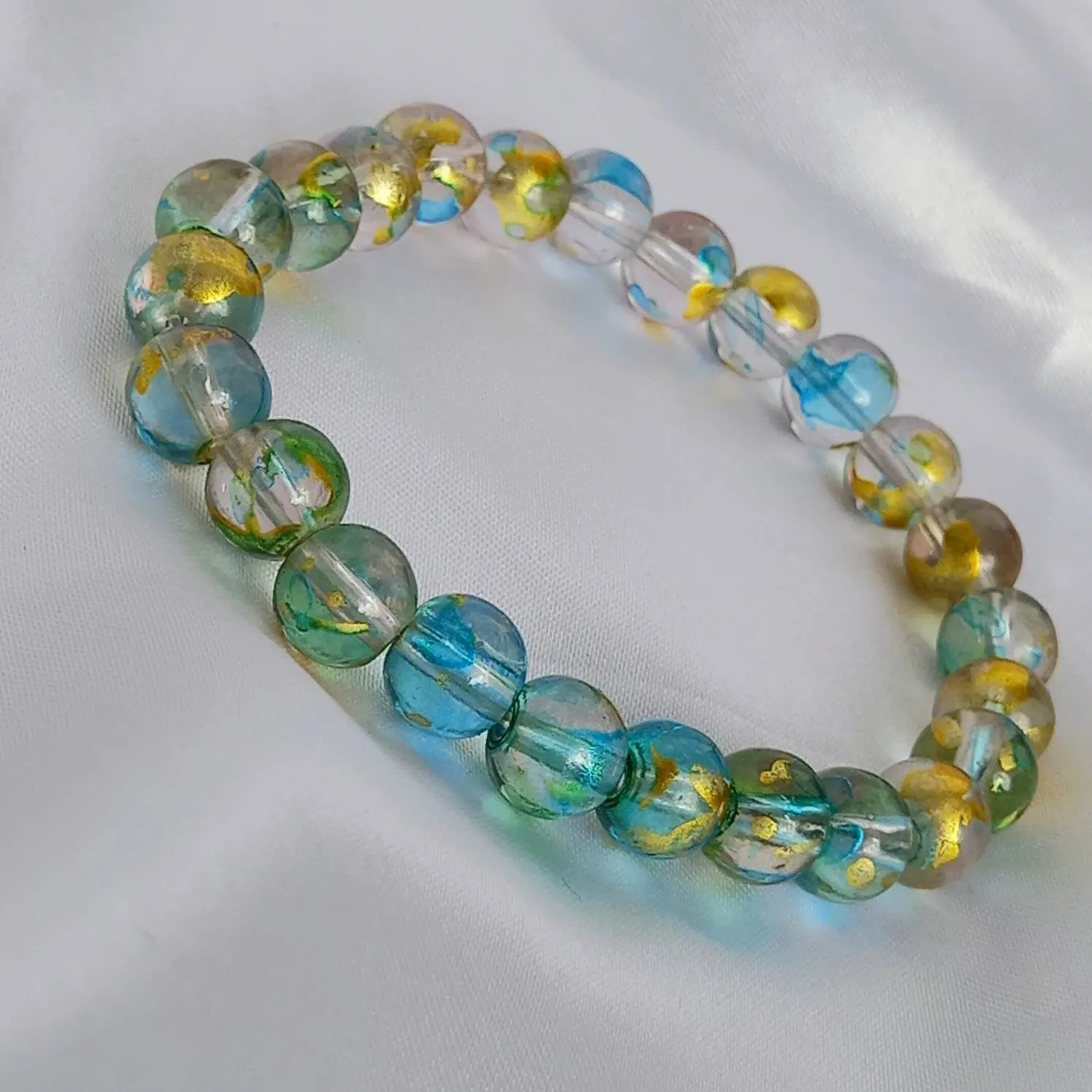 Blue & Gold Bead Bracelets - Bead Jewellery In The UK,Bead Bracelets In The UK,Blue Bracelet,Gold Bracelet,Gold Beaded Bracelets In The UK
