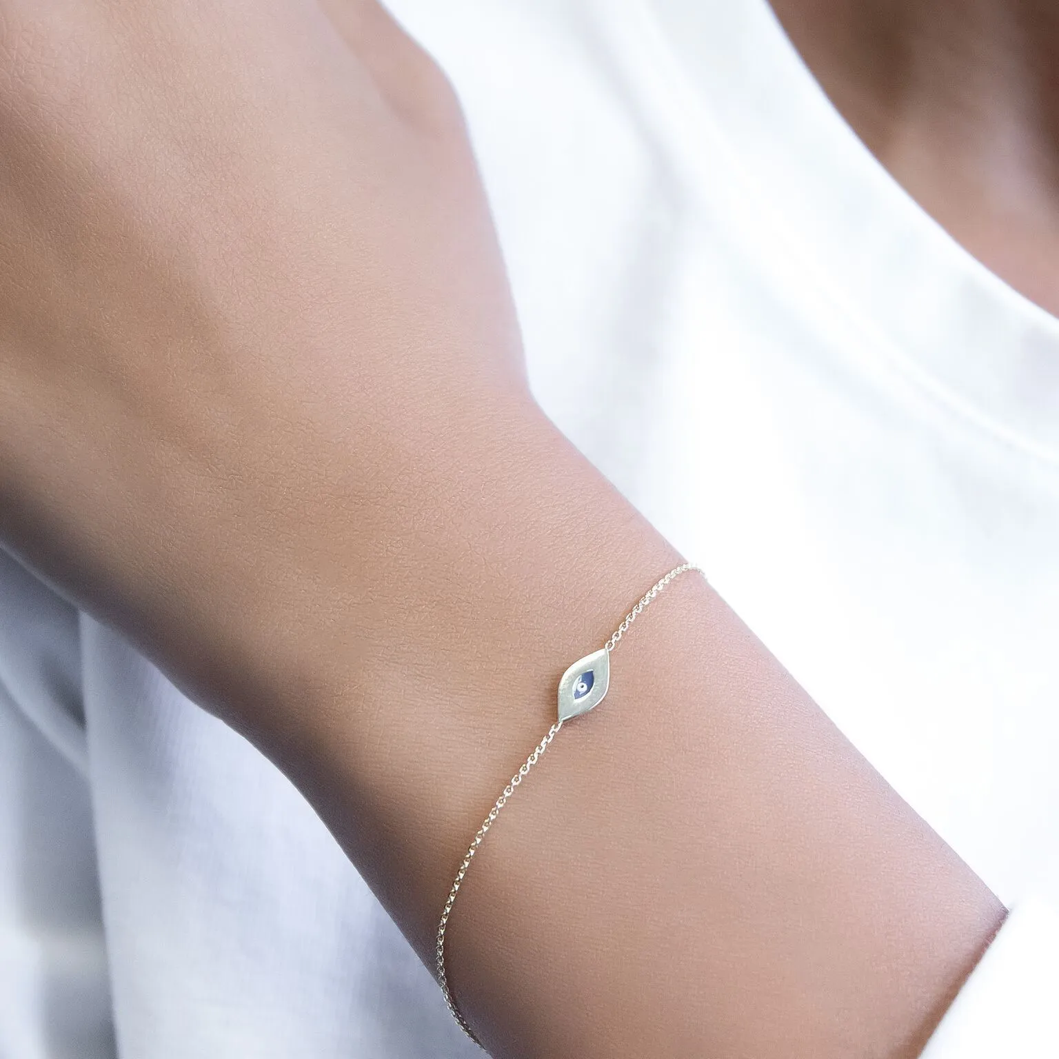 Blue Evil Eye Bracelet 14K