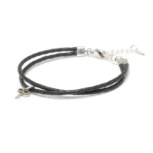 Bracelet Leather Braided - Black, S (5.5-7inch/14-18cm)