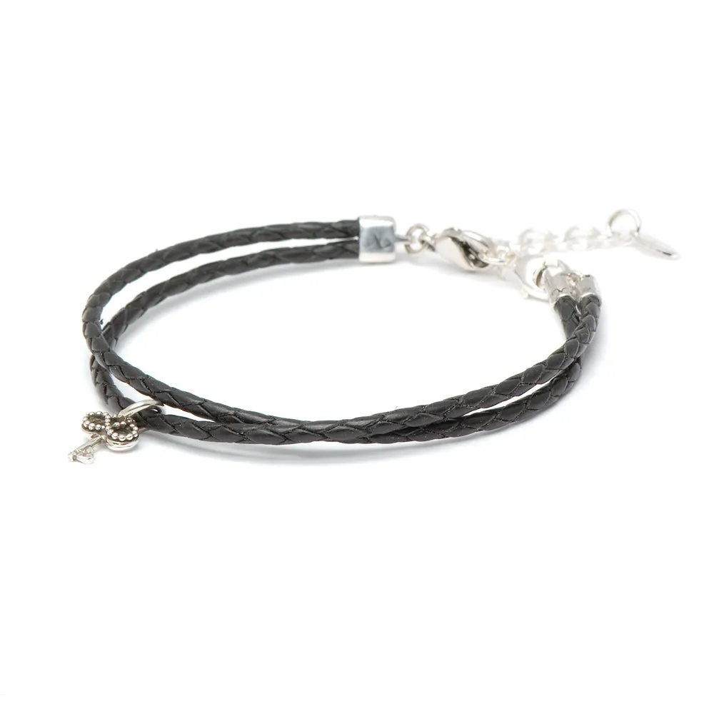 Bracelet Leather Braided - Black, S (5.5-7inch/14-18cm)