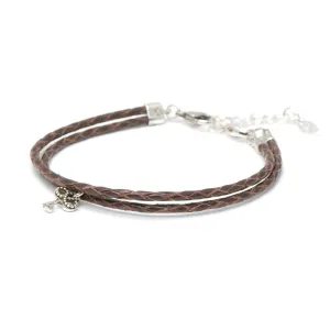 Bracelet Leather Braided - Mocha, M (7-8.5inch/18-22cm)
