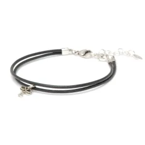 Bracelet Leather Smooth - Black, M (7-8.5inch/18-22cm)