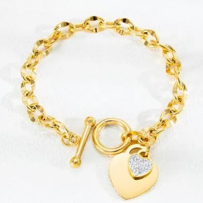 Bracelet - Stone Encrusted Heart Bracelet