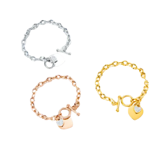 Bracelet - Stone Encrusted Heart Bracelet