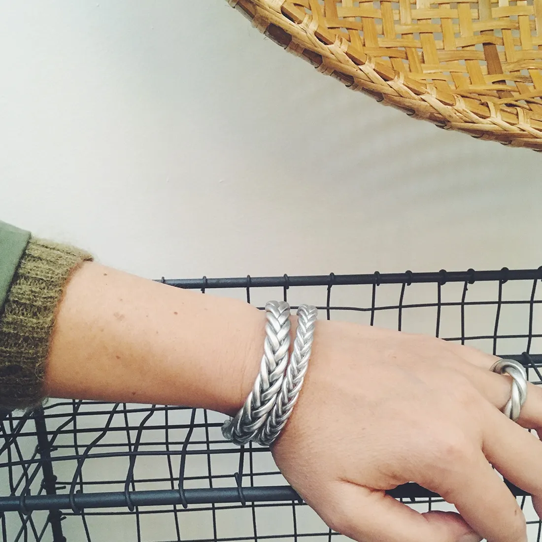 Buddhist Bracelet - Braided Silver