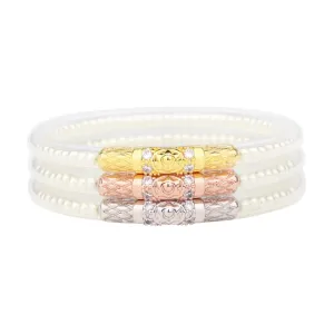 BuDhaGirl White Pearl Three Queens All Weather Bangles