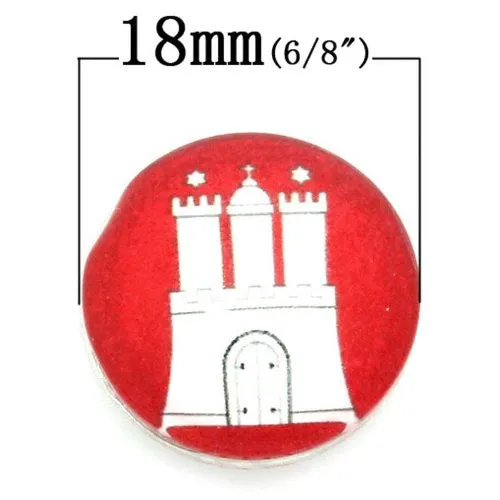 Castle Design Glass Chunk Charm Button Fits Chunk Bracelet 18mm for Noosa Style Chunk Leather Bracelet
