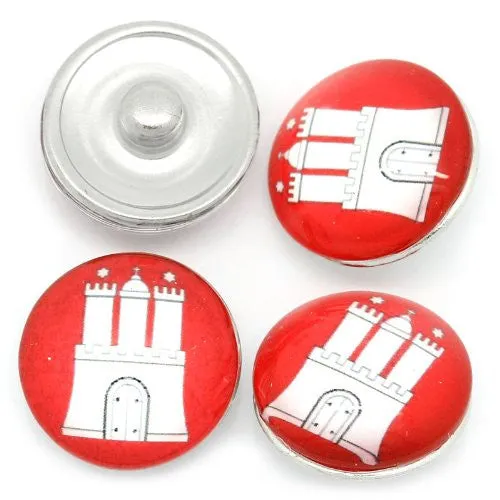 Castle Design Glass Chunk Charm Button Fits Chunk Bracelet 18mm for Noosa Style Chunk Leather Bracelet