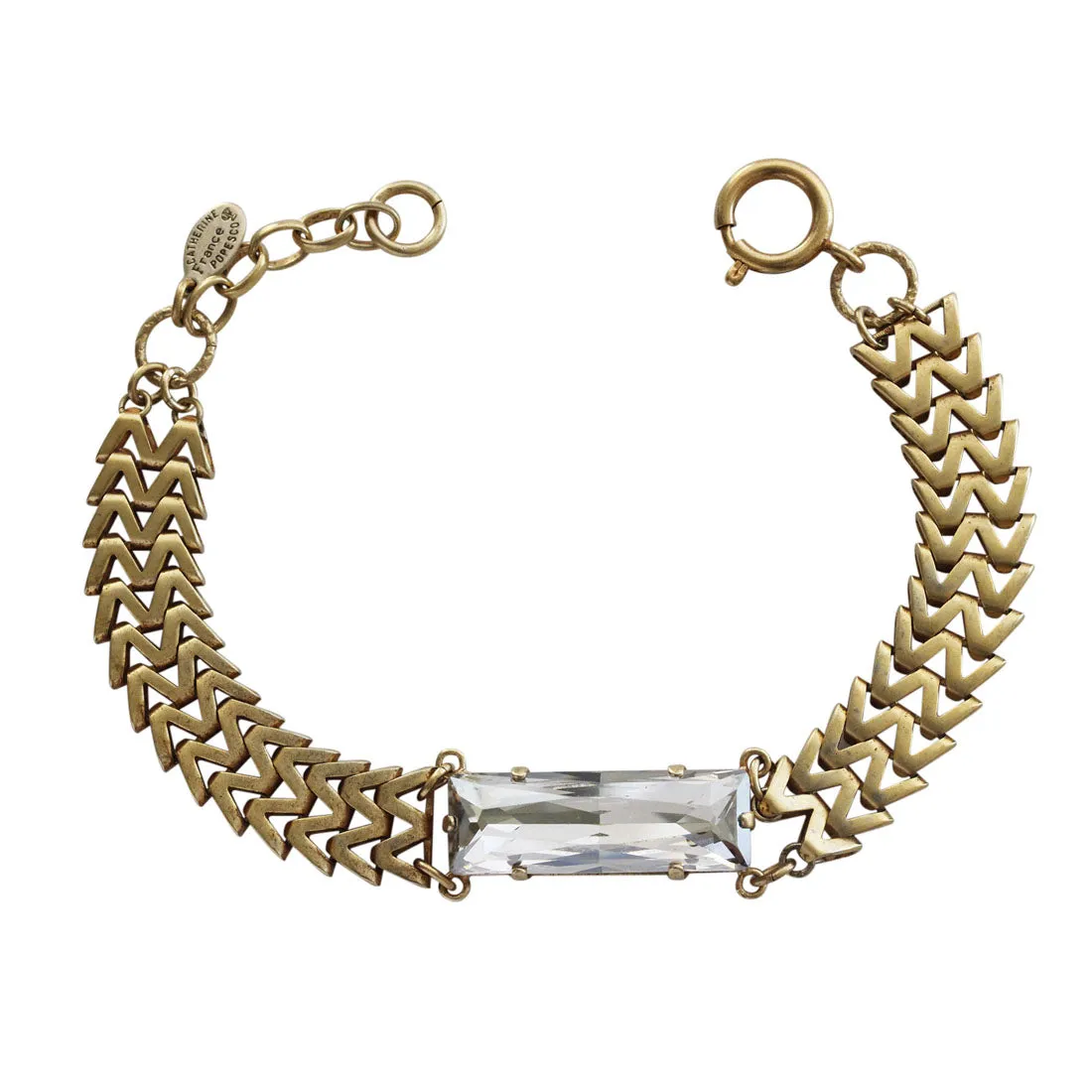 Catherine Popesco 14k Gold Plated Zigzig Rectangle Crystal Chain Bracelet, 1795G Shade
