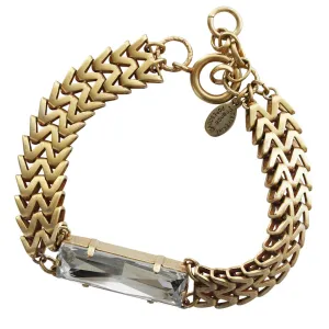 Catherine Popesco 14k Gold Plated Zigzig Rectangle Crystal Chain Bracelet, 1795G Shade