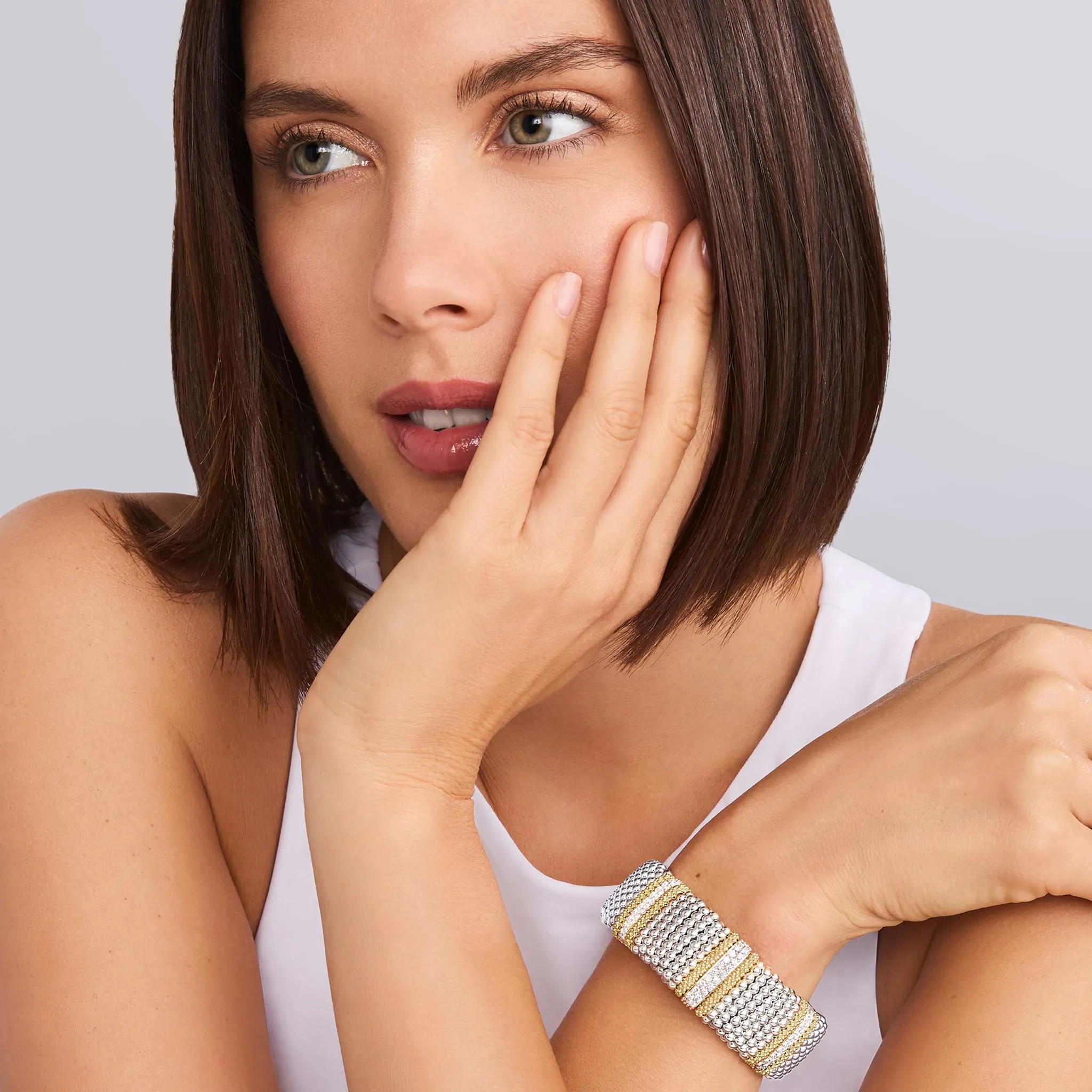 Caviar Lux Five Station Diamond Caviar Bracelet | 23mm