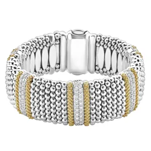 Caviar Lux Five Station Diamond Caviar Bracelet | 23mm