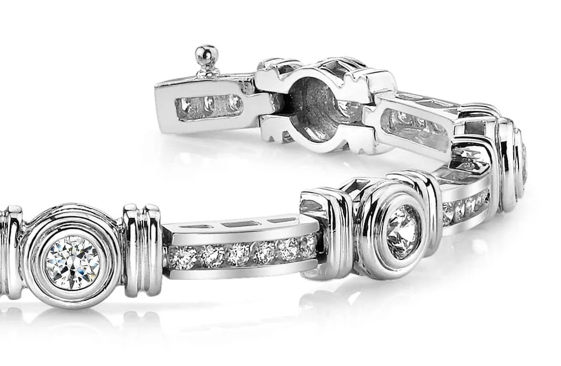 Channel And Bezel Set Fashion Lab-Grown Diamond Bracelet with 2.50 ct.(finished) 2mm, 3.2mm