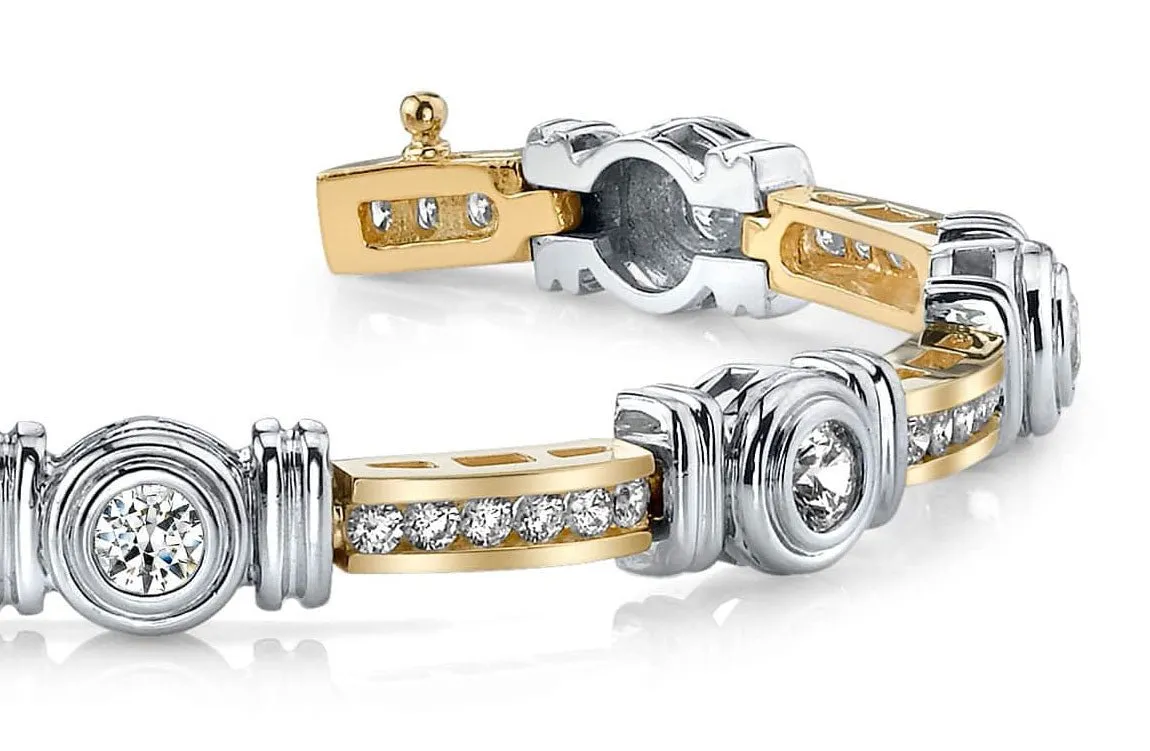 Channel And Bezel Set Fashion Lab-Grown Diamond Bracelet with 2.50 ct.(finished) 2mm, 3.2mm