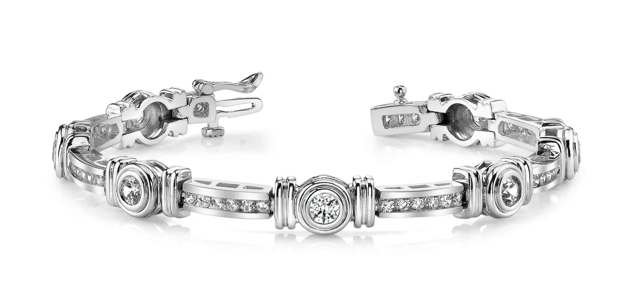 Channel And Bezel Set Fashion Lab-Grown Diamond Bracelet with 2.50 ct.(finished) 2mm, 3.2mm