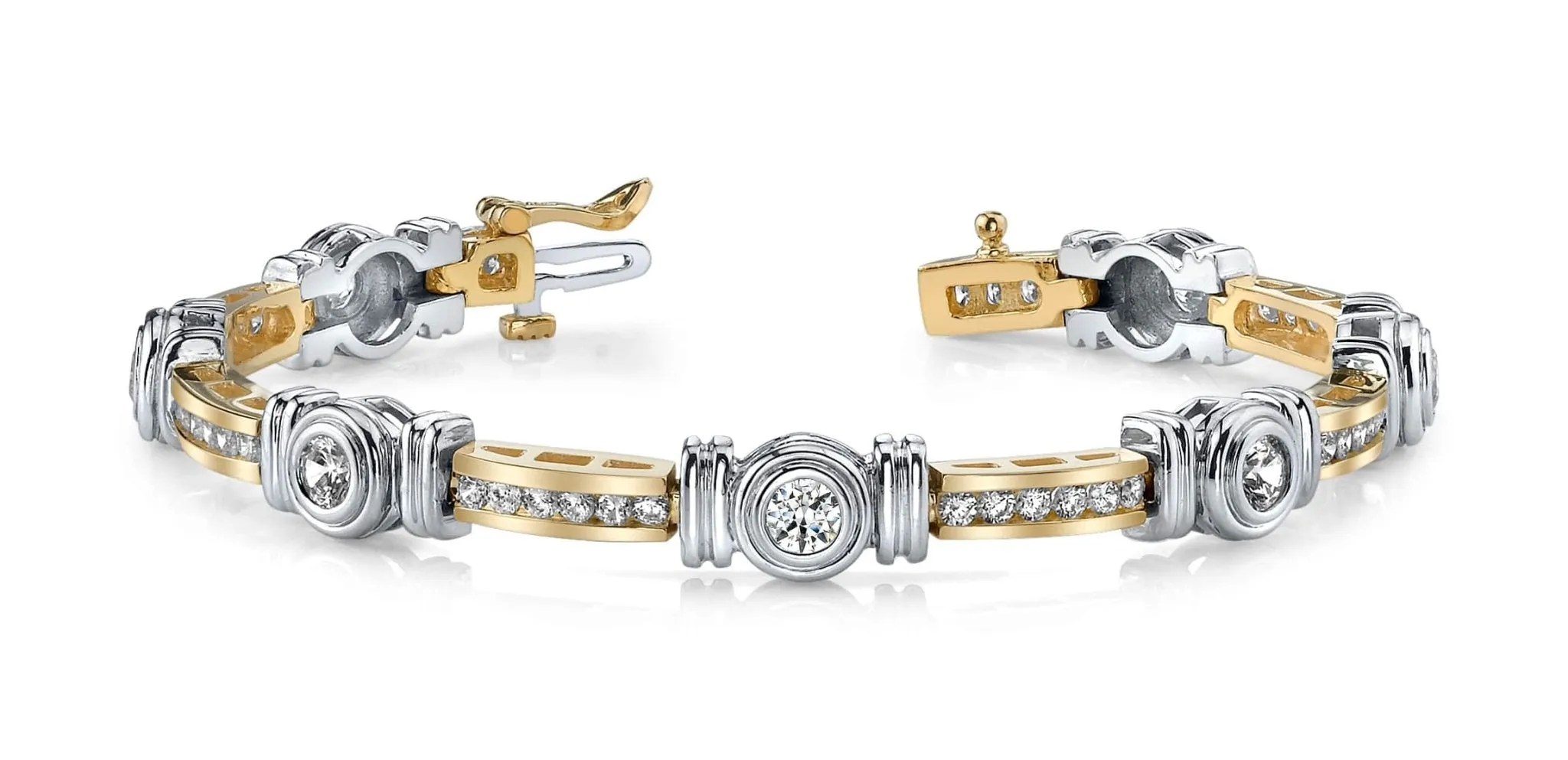 Channel And Bezel Set Fashion Lab-Grown Diamond Bracelet with 2.50 ct.(finished) 2mm, 3.2mm
