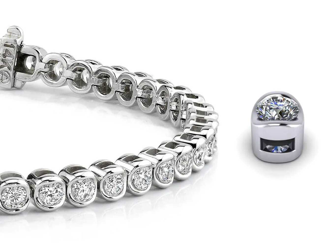 Channel Set Round Lab-Grown Diamond Tennis Bracelet with 3.87 ct.(finished) 2.9mm