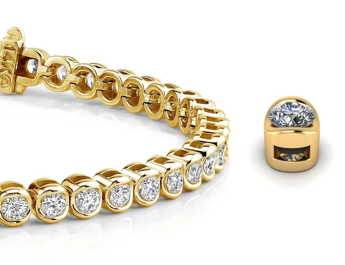 Channel Set Round Lab-Grown Diamond Tennis Bracelet with 3.87 ct.(finished) 2.9mm