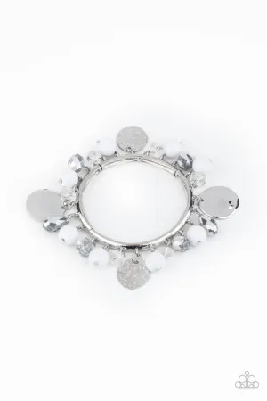 Charming Treasure White Paparazzi Bracelet