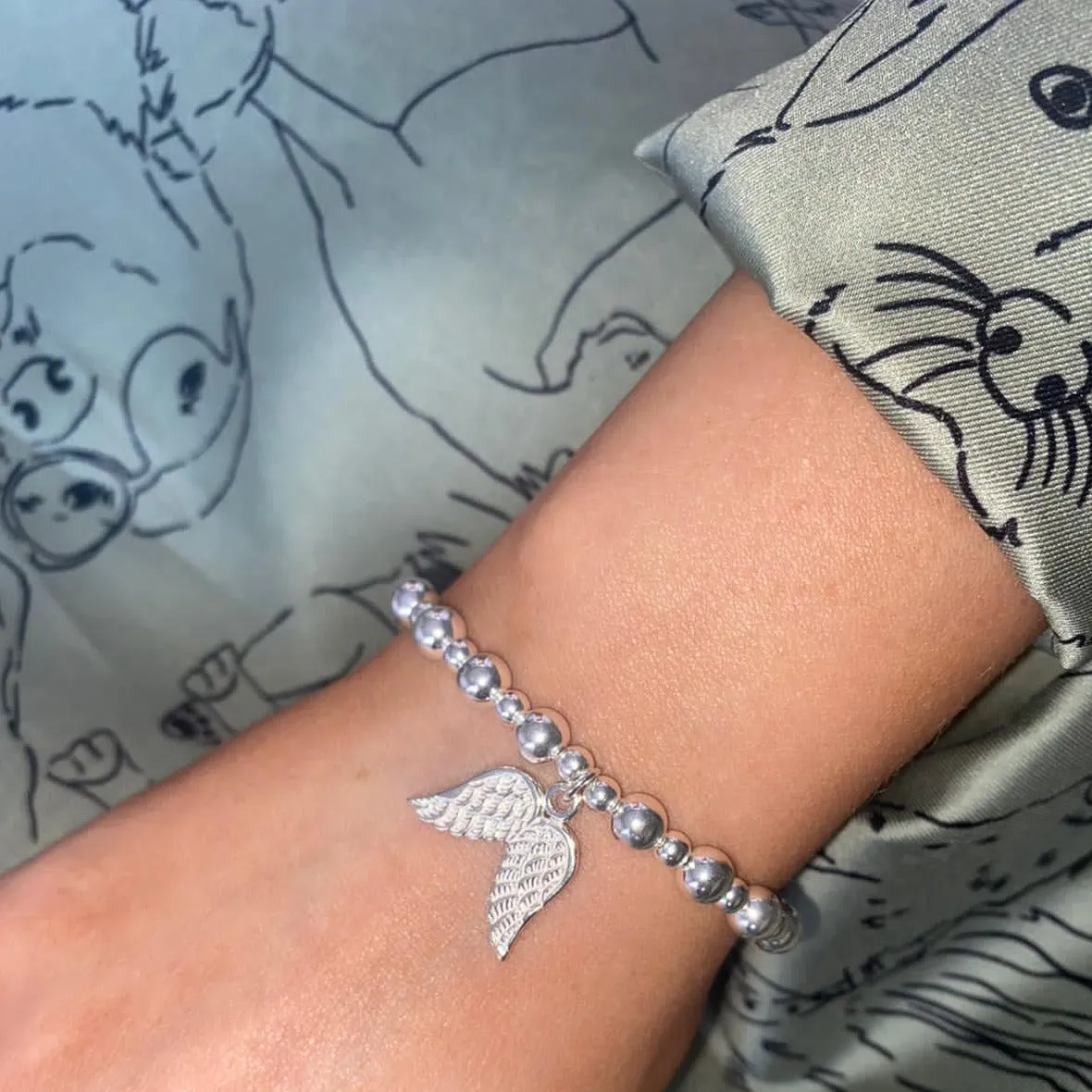 ChloBo Mini Small Ball Double Angel Wing Bracelet