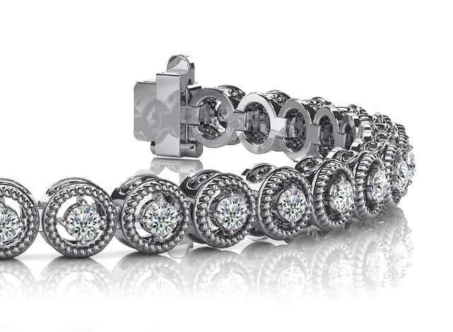 Circle Filigree Diamond Link Diamond Bracelet with 1.48 ct.(finished) 2.2mm