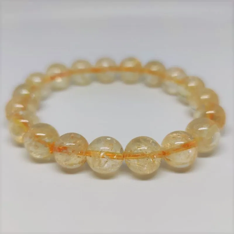 Citrine Round Bead Crystal Bracelet